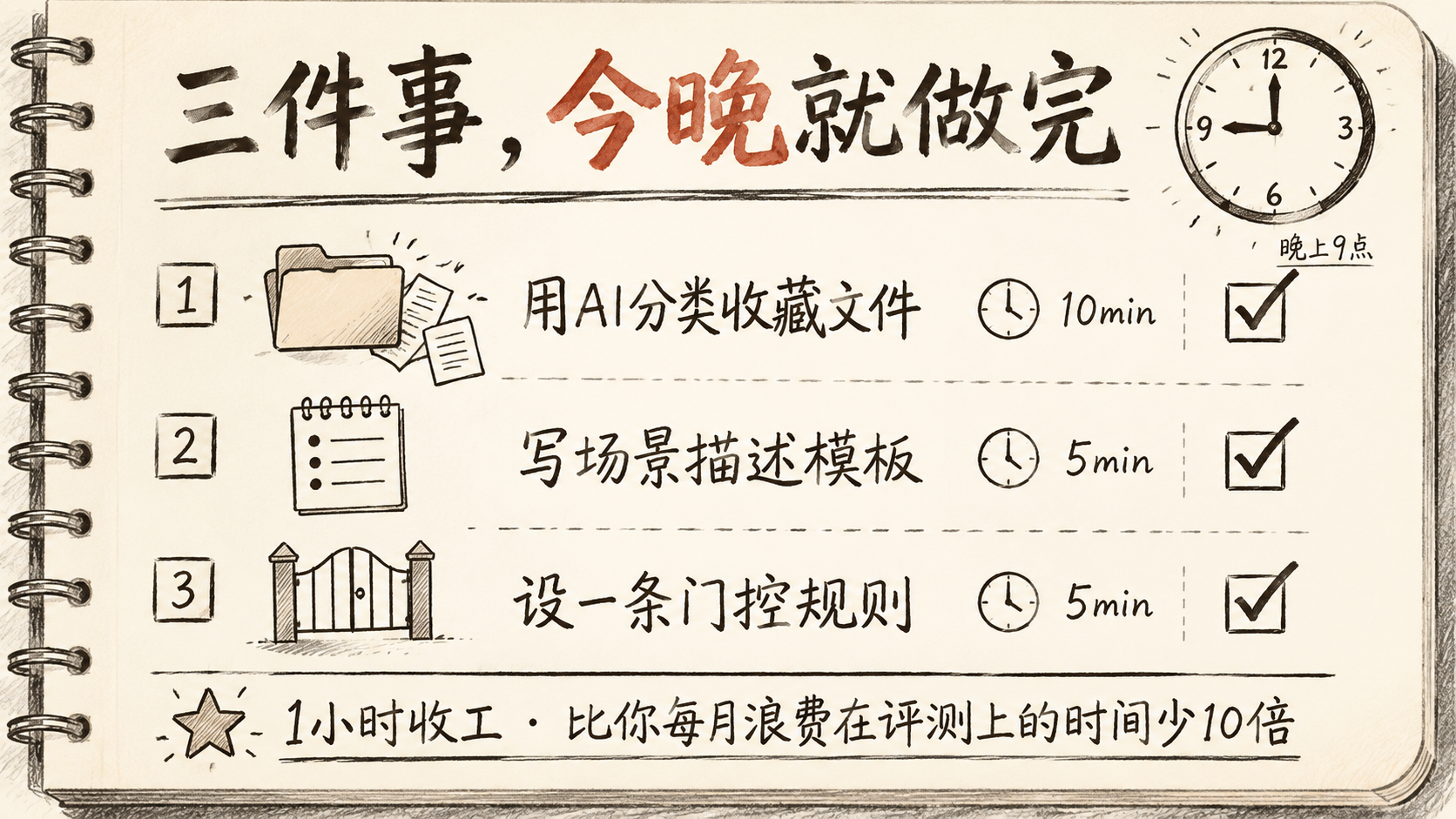 三件事,今晚就做完