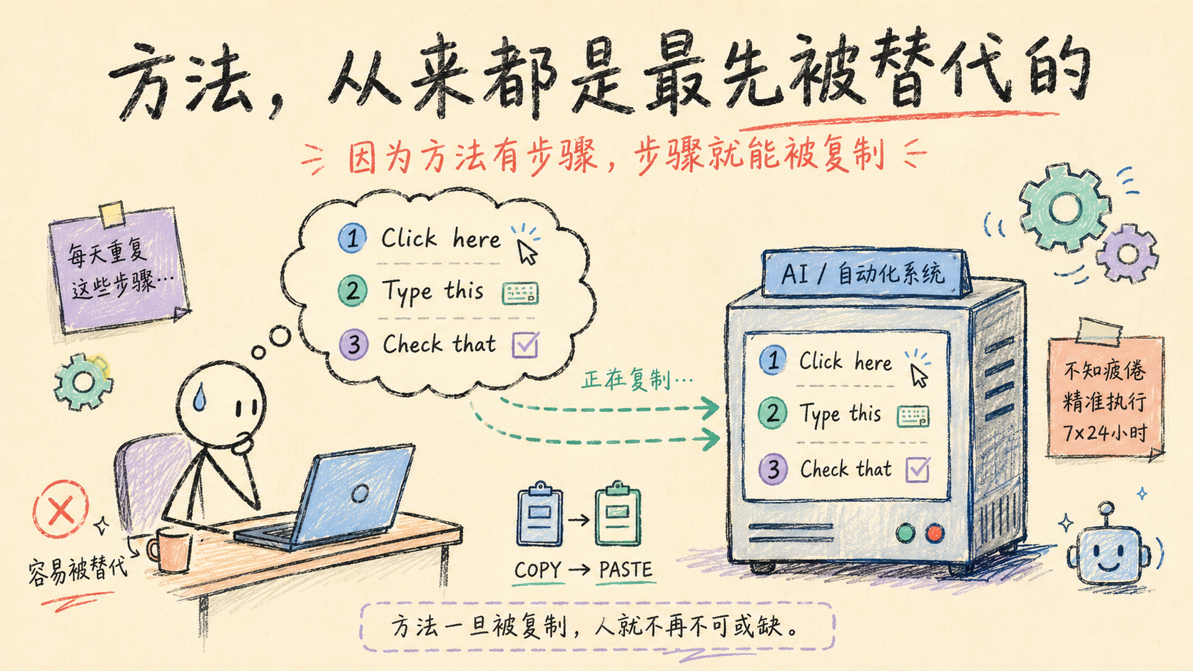 方法最先被替代:因为方法有步骤,步骤就能被复制