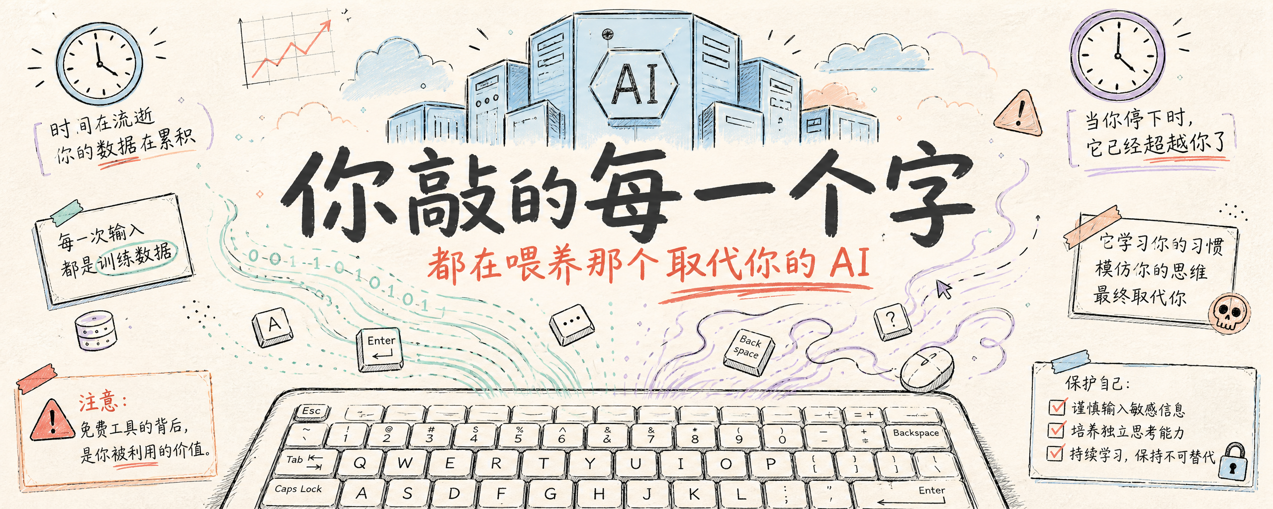 封面:键盘上的每一次敲击都被悄悄记录,喂给那个将要替代你的 AI