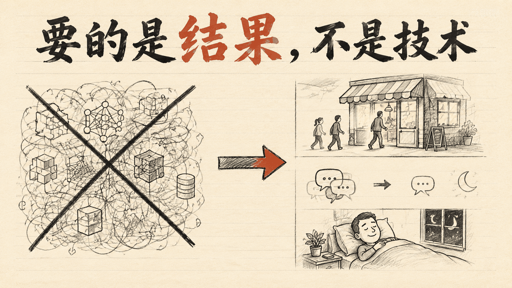 要的是结果，不是技术